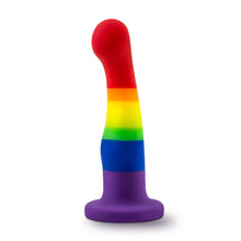 Load image into Gallery viewer, Bottom side view of the blush Avant Pride Freedom Plug, placed on its suction cup.