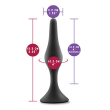Load image into Gallery viewer, blush Anal Adventures Platinum 100% Silicone Large Plug measurements: Insertable width: 3.2 centimtres / 1.25 inches; Product length: 13.3 centimtres / 5.25 inches; Insertable girth: 10.2 centimtres / 4 inches; Insertable length: 10.2 centimtres / 4 inches.