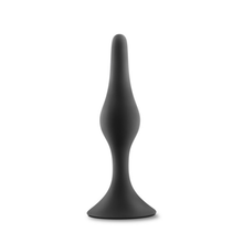 Charger l&#39;image dans la galerie, Side view of the blush Anal Adventures Platinum 100% Silicone Small Beginner Plug, standing on its base.