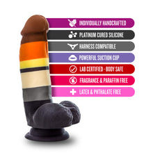 Load image into Gallery viewer, blush Avant Pride Bear Realistic Dildo features: Individually handcrafted; Platinum cured silicone; Harness compatible; Powerful suction cup; Lab certified - Body Safe; Fragrance &amp; Paraffin free; Latex &amp; Phthalate free.
