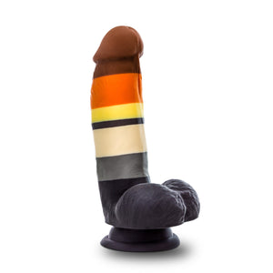 Bottom side view of the blush Avant Pride Bear Realistic Dildo, placed on its suction cup.