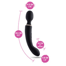 Load image into Gallery viewer, Blush Gia Massage Wand width: 4.5 centimetres / 1.75 inches; G-Spot Vibe width: 3.8 centimetres / 1.5 inches; Product length: 24.1 centimetres / 9.5 inches; G-Spot Vibe Insertable length: 10.2 centimetres / 4 inches.