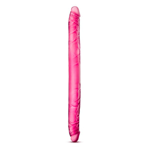 Side view of the blush B Yours 16 Inch Pink Double Dildo
