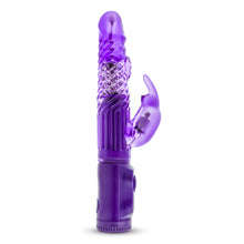 Load image into Gallery viewer, Side view of the blush B Yours Beginner&#39;s Bunny Vibrator, placed on its base.