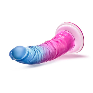 Front side view of the blush B Yours Beautiful Sky Dildo.