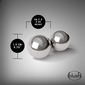 blush B Yours Gleam Ben Wa Balls Measurements: Each unit weight: 56.7 g / 2 oz; Insertable height: 1.9 cm / 0.75".