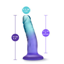 Load image into Gallery viewer, blush B Yours Morning Dew 5 Inch Dildo measurements: Insertable width: 3.2 cm / 1.25&quot;; Product length: 14 cm / 5.5&quot;; Insertable length: 12.7 cm / 5&quot;.