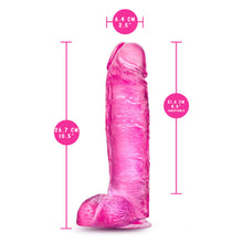 Load image into Gallery viewer, blush B Yours Plus Big n&#39; Bulky 10.5 Inch Dildo measurements: Insertable width: 6.4 cm / 2.5&quot;; Product length: 26.7 cm / 10.5&quot;; Insertable width: 21.6 cm / 8.5&quot;.
