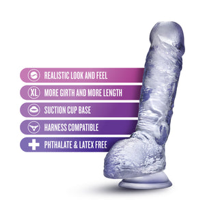 blush B Yours Plus Heart N' Hefty 9 Inch Dildo features: Realistic look and feel; More girth and more length; Suction cup base; Harness compatible; Phthalate & Latex free.