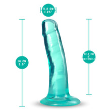 Load image into Gallery viewer, blush B Yours Plus Hard N&#39; Happy 5 Inch Dildo measurements: Insertable width: 3.2 cm / 1.25&quot;; Product length: 14 cm / 5.5&quot;; Insertable length: 12.7 cm / 5&quot;.