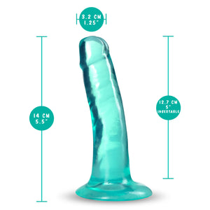 blush B Yours Plus Hard N' Happy 5 Inch Dildo measurements: Insertable width: 3.2 cm / 1.25"; Product length: 14 cm / 5.5"; Insertable length: 12.7 cm / 5".