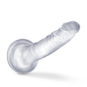 Front bottom side view of the blush B Yours Plus Lust N' Thrust 7 Inch Dildo