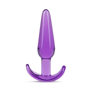 Side view of the blush B Yours Slim Anal Plug, placed vertically on its base.