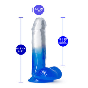 blush B Yours Stella Blue 6 Inch Dildo measurements: Insertable width: 3.2 centimetres / 1.25 inches; Product length: 16.5 centimetres / 6.5 inches; Insertable length: 12.1 centimetres / 4.75 inches.