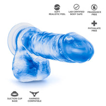 Load image into Gallery viewer, blush B Yours Sweet N&#39; Hard 2 Realistic Dildo features: Soft realistic feel; Lab certified body safe; Fragrance free; Phthalate free; Suction cup base; Harness compatible.