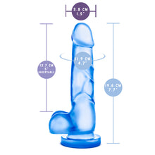 Load image into Gallery viewer, blush B Yours Sweet &#39;n Hard 4 Realistic Dildo measurements: Insertable width: 3.8 centimetres / 1.5 inches; Insertable length: 12.7 centimetres / 5 inches; Insertable diameter: 11.9 centimetres / 4.7 inches; Product length: 19.6 centimetres / 7.7 inches.