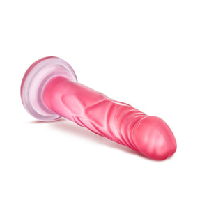 Front top side view of the blush B Yours Sweet 'N Hard 5 Realistic Dildo