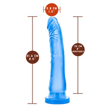 Load image into Gallery viewer, blush B Yours Sweet &#39;N Hard Realistic Dildo 6 measurements: Insertable width: 3.8 centimetres / 1.5 inches; Product length: 21.6 centimetres / 8.5 inches; Insertable length 20 centimetres / 8 inches.