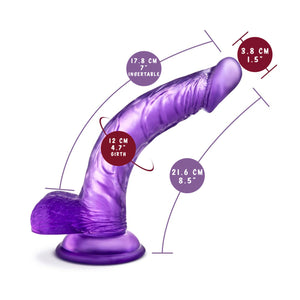 blush B Yours Sweet 'N Hard Realistic Dildo measurements: Insertable width: 3.8 centimetres / 1.5 inches; Insertable length: 17.8 centimetres / 7 inches; Insertable Girth: 12 centimetres / 4.7 inches; Product length: 21.6 centimetres / 8.5 inches.