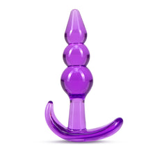 Load image into Gallery viewer, Side of the blush B Yours Triple Bead Anal Plug, placed on its suction cup.