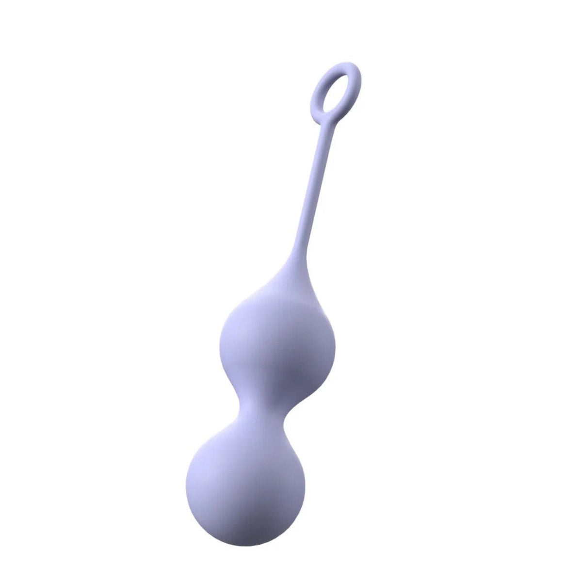 Three-quarter low-angle view of the purple Delice Chéri pelvic floor trainer highlighting the seamless UltraSilk liquid silicone exterior.