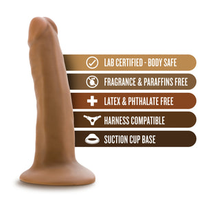 blush Dr. Skin 5.5" Cock With Suction Cup features: Lab certified - Body safe; Fragrance & Paraffins free; Latex & Phthalate free; Harness compatible; Suction cup base.