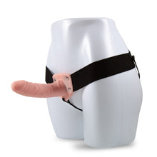 Load image into Gallery viewer, blush Dr. Skin 6&quot; Hollow Strap-On displayed on a female mannequin.