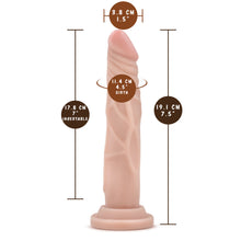 Load image into Gallery viewer, blush Dr. Skin Basic 7.5 Realistic Cock measurements: Insertable width: 3.8 centimetres / 1.5 inches; Insertable length: 17.8 centimetres / 7 inches; Insertable girth: 11.4 centimetres / 4.5 inches; Product length: 19.1 centimetres / 7.5 inches.