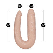 Load image into Gallery viewer, blush Dr. Skin Dr. Double 18&quot; Realistic Double Dildo measurements: Insertable length: 16.5 centimetres / 6.5 inches; Insertable width on the left side: 3.2 centimetres / 1.25 inches; insertable width on the right side: 4.5 centimetres / 1.75 inches.