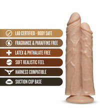 Load image into Gallery viewer, blush Dr. Skin Dr. Double Stuffed 10.5&quot; Realistic Double Dildo features: Lab certified - Body safe; Fragrance &amp; Paraffins free; Latex &amp; Phthalate free; Soft Realistic feel; Harness compatible; Suction cup base.