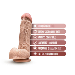 blush Dr. Skin Mr. D 8.5" Realistic Dildo features: Soft realistic feel; Strong suction cup base; Harness compatible; Lab Tested - Body safe; Fragrance & Paraffin free; Latex & Phthalate free.
