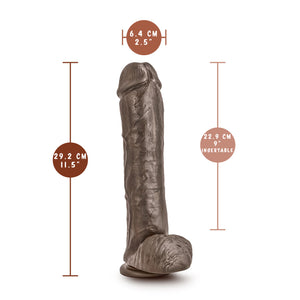 blush Dr. Skin Mr. Savage 11.5" Realistic Dildo measurements: Insertable width: 6.4 centimetres / 2.5 inches; Product length: 29.2 centimetre / 11.5 inches; Insertable length: 22.9 centimetres / 9 inches.
