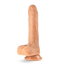 Load image into Gallery viewer, Side view of the blush Dr. Skin Silicone Dr Grey 7 Inch Thrusting, Gyrating Dildo, placed on its suction cup.