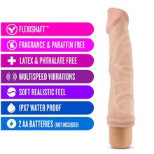 Load image into Gallery viewer, blush Dr. Skin 22 cm / 8.75&quot; Cock Vibe 6 features: Flexishaft; Fragrance &amp; Paraffin free; Latex &amp; Phthalate free; Multispeed vibrations; Soft realistic feel; IPX7 Water proof; 2 AA batteries (not included)