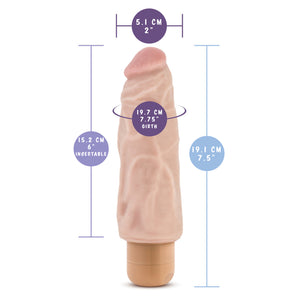 blush Dr. Skin 17 cm / 7" Cock Vibe 9 measurements: Insertable length: 5.1 centimetres / 2 inches; Insertable length: 15.2 centimetres / 6 inches; Insertable girth: 19.7 centimetres / 7.75 inches; Product length: 19.1 centimetres / 7.5 inches.