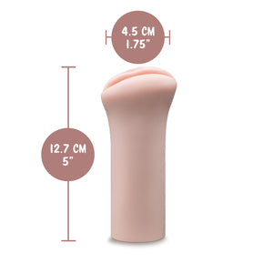 blush EnLust Ashlynn Stroker width: 4.5 centimetres / 1.75 inches; Product length: 12.7 centimetres / 5 inches.