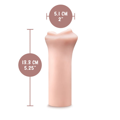  blush EnLust Candi Stroker width: 5.1 centimetres / 2 inches; Stroker length: 13.3 centimetres / 5.25 inches.