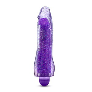 Side view of the blush Glow Dicks 20 cm / 8" Molly Glitter Vibrator