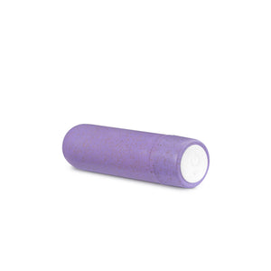Back side of the Gaia Eco Rechargeable lilac Bullet, with the power button visible on the right side.