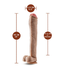Load image into Gallery viewer, blush Hung Rider Lil&#39; John Realistic Dildo measurements: Insertable width: 6.4 centimetres / 2.5 inches; Product length: 33 centimetres / 13 inches; Insertable length: 27.9 centimetres / 11 inches.