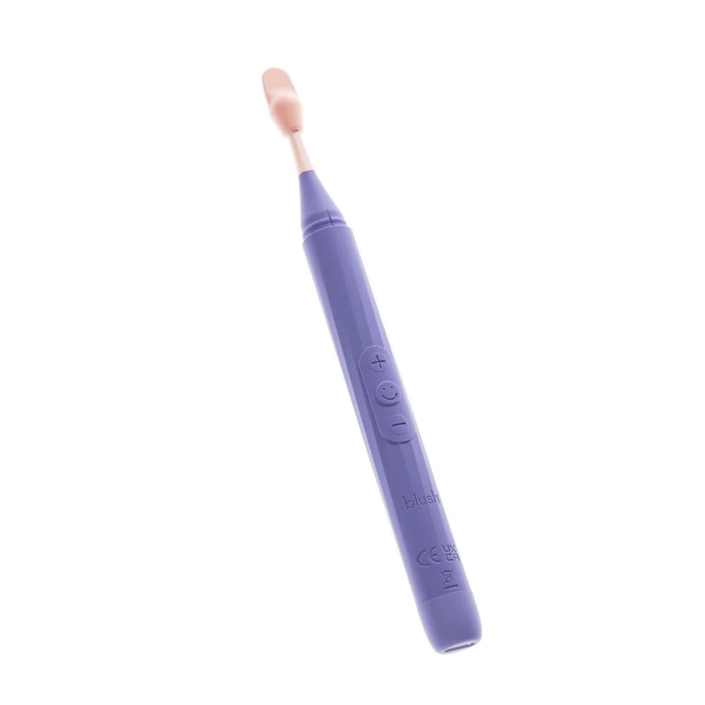 Blush Juno purple oscillating wand vibrator with ergonomic three-button control interface and precision neck.