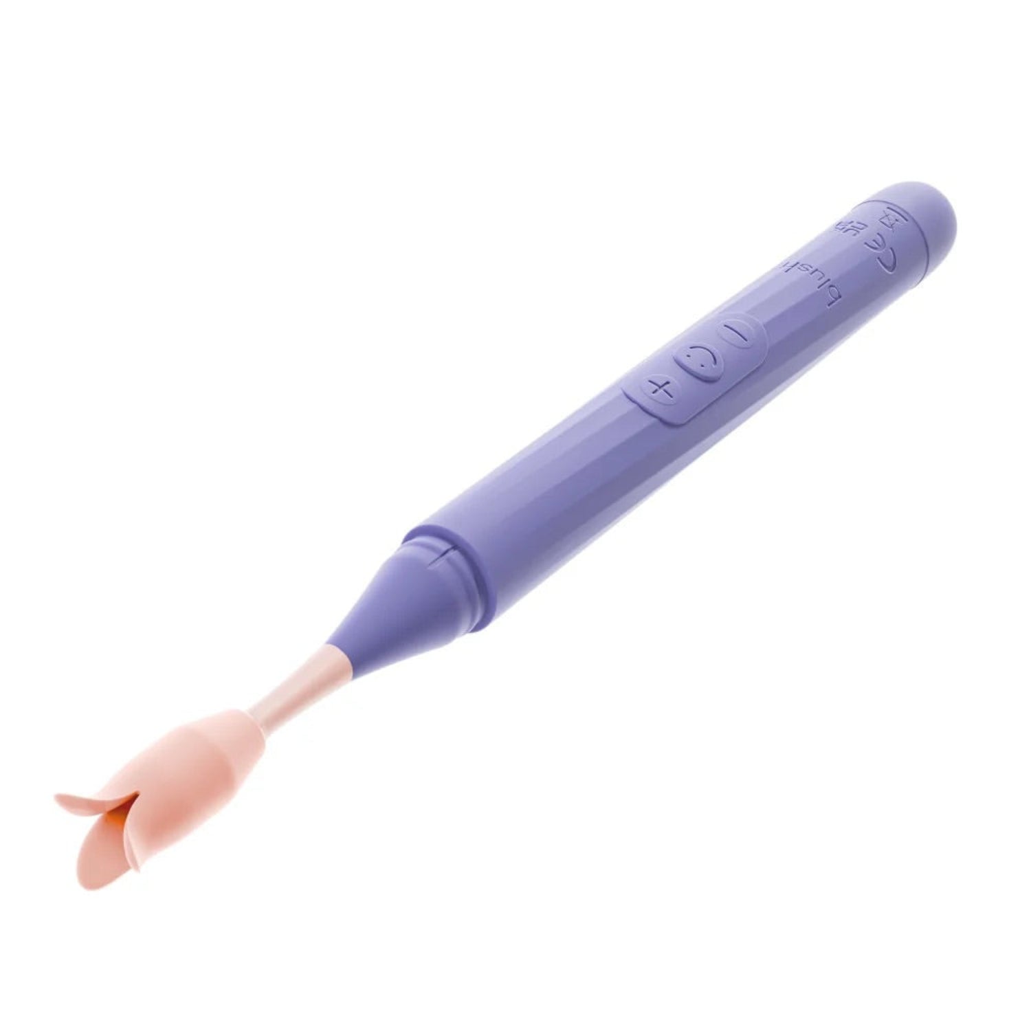 Blush Juno purple precision vibrator fitted with the pink silicone flower petal external attachment head.
