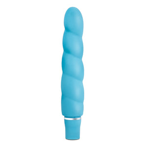 Side view of the blush Luxe Anastasia Aqua Vibrator, standing on its base.