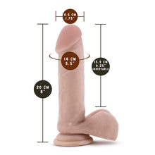Load image into Gallery viewer, blush Coverboy The Cowboy Realistic Dildo measurements: Insertable width: 4.5 centimetres / 1.75 inches; Product length: 20 centimetres / 8 inches; Insertable girth: 14 centimetres / 5.5 inches; Insertable length: 15.9 centimetres / 6.25 inches.