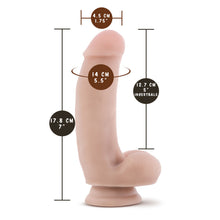 Load image into Gallery viewer, blush Coverboy The Pizza Boy Realistic Dildo measurements: Insertablet width: 4.5 centimetres / 1.75 inches; Product length: 17.8 centimetres / 7 inches; Insertable girth: 14 centimetres / 5.5 inches; Insertable length: 12.7 centimetres / 5 inches.
