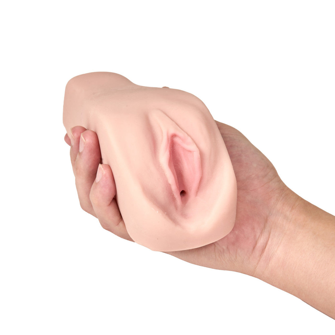 blush M Elite Natasha Soft + Wet Stroker, being held, facing front.