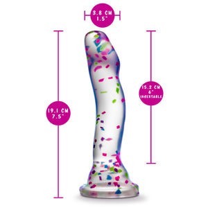 blush Neo Elite Hanky Panky 7.5 Inch Silicone Glow In The Dark Dildo measurements: Insertable width: 3.8 cm / 1.5 inches; Product length: 19.1 centimetres / 7.5 inches; Insertable length: 15.2 centimetres / 6 inches.
