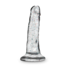 Load image into Gallery viewer, Bottom side view of the blush Naturally Yours 5.5 Inch Glitter Dong, standing up on its suction cup base.
