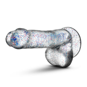 Front side view of the blush Naturally Yours 6 Inch Glitter Cock