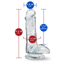Load image into Gallery viewer, blush Naturally Yours 6 Inch Glitter Cock measurements: Insertable width: 3.8 centimetres / 1.5 inches; Product length: 15.2 centimetres / 6 inches; Insertable girth: 11.4 centimetres / 4.5 inches; Insertable length: 11.4 centimetres / 4.5 inches.